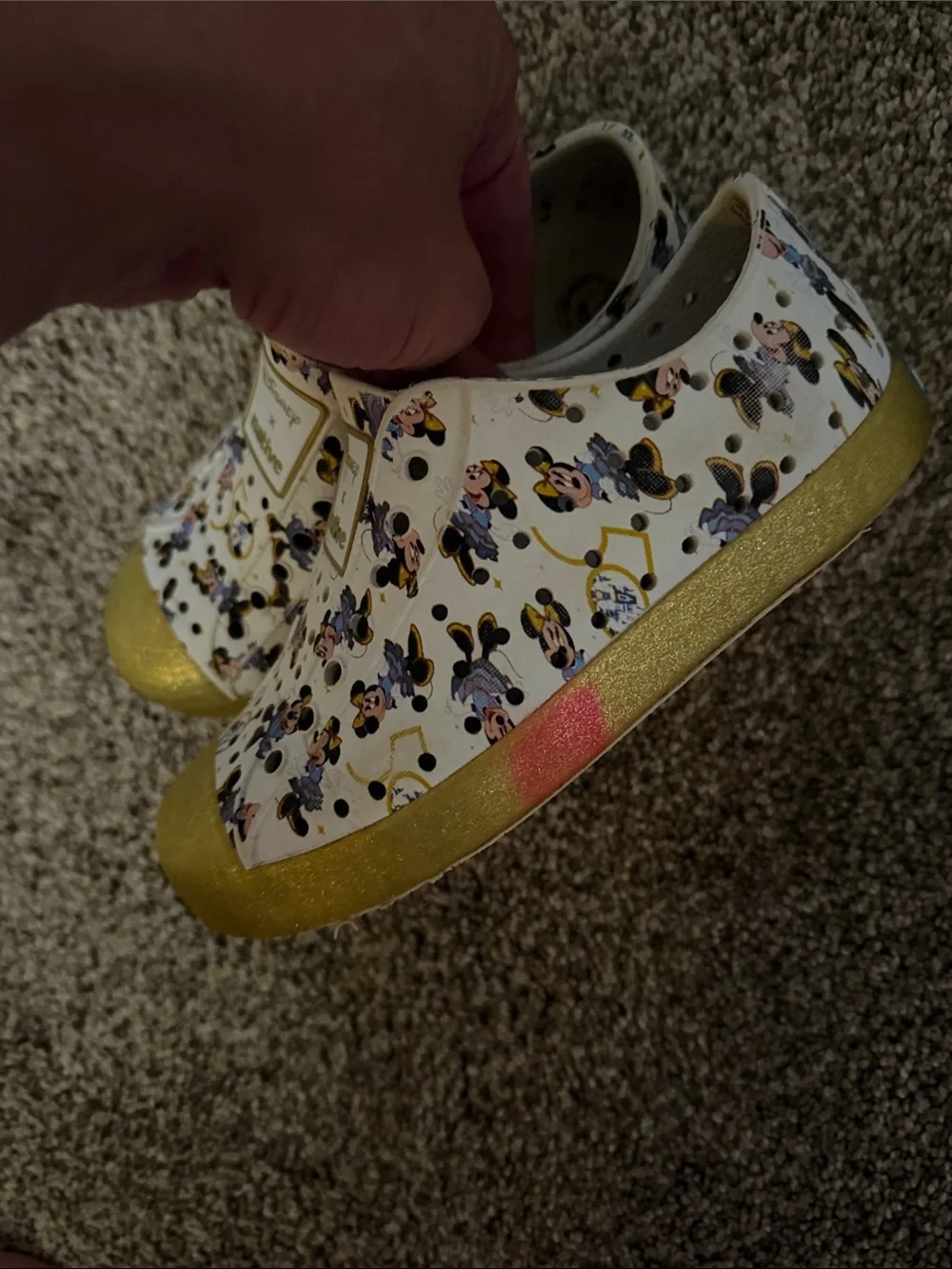 Kids' White & Gold Mickey Print Slip-On Shoes native Disney World 50th